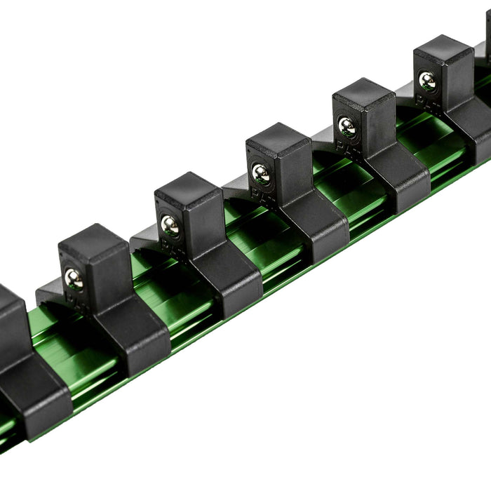 3-Piece Green 17-Inch Aluminum Socket Rail Set with Locking End Caps