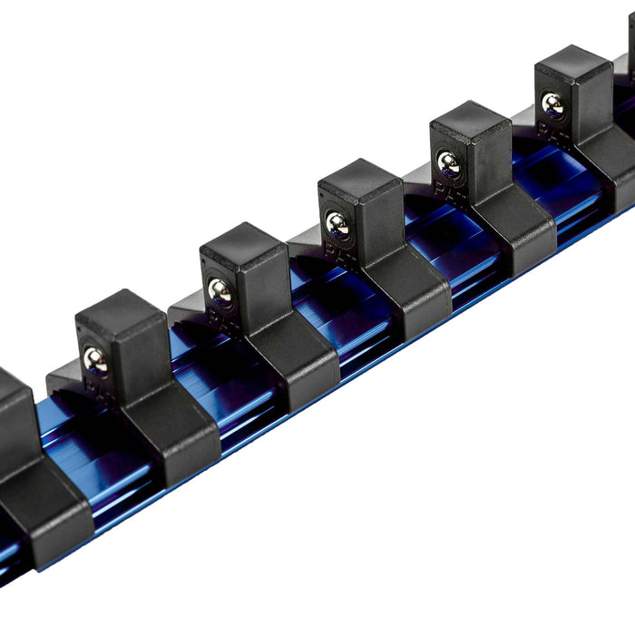 3-Piece Blue 17-Inch Aluminum Socket Rail Set with Locking End Caps