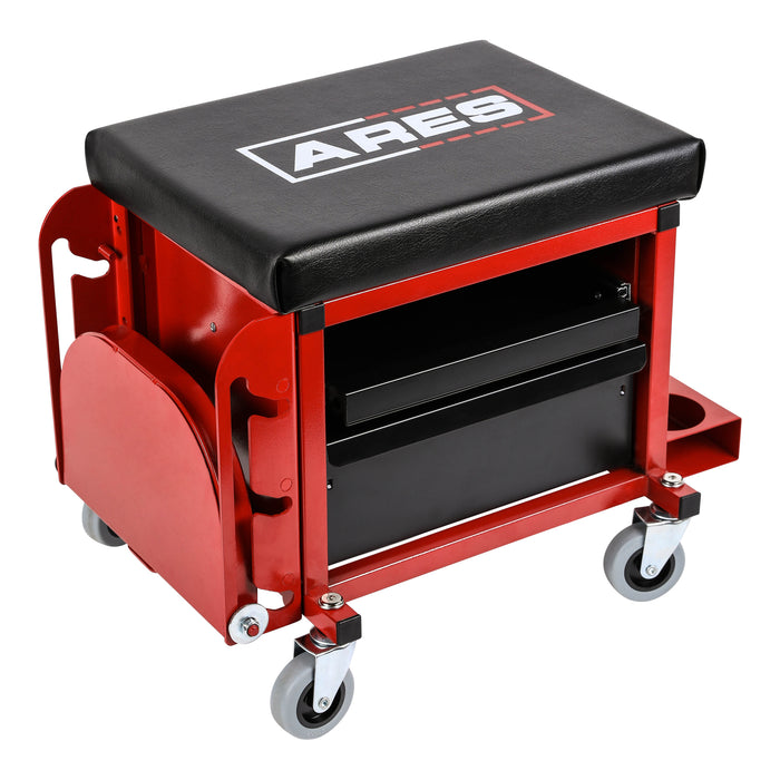 ARES 62042 - Taburete de taller con ruedas, resistente, color rojo