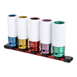 5-Piece 1/2-Inch Drive Non-Marring Impact Colored Lug Nut Socket Set