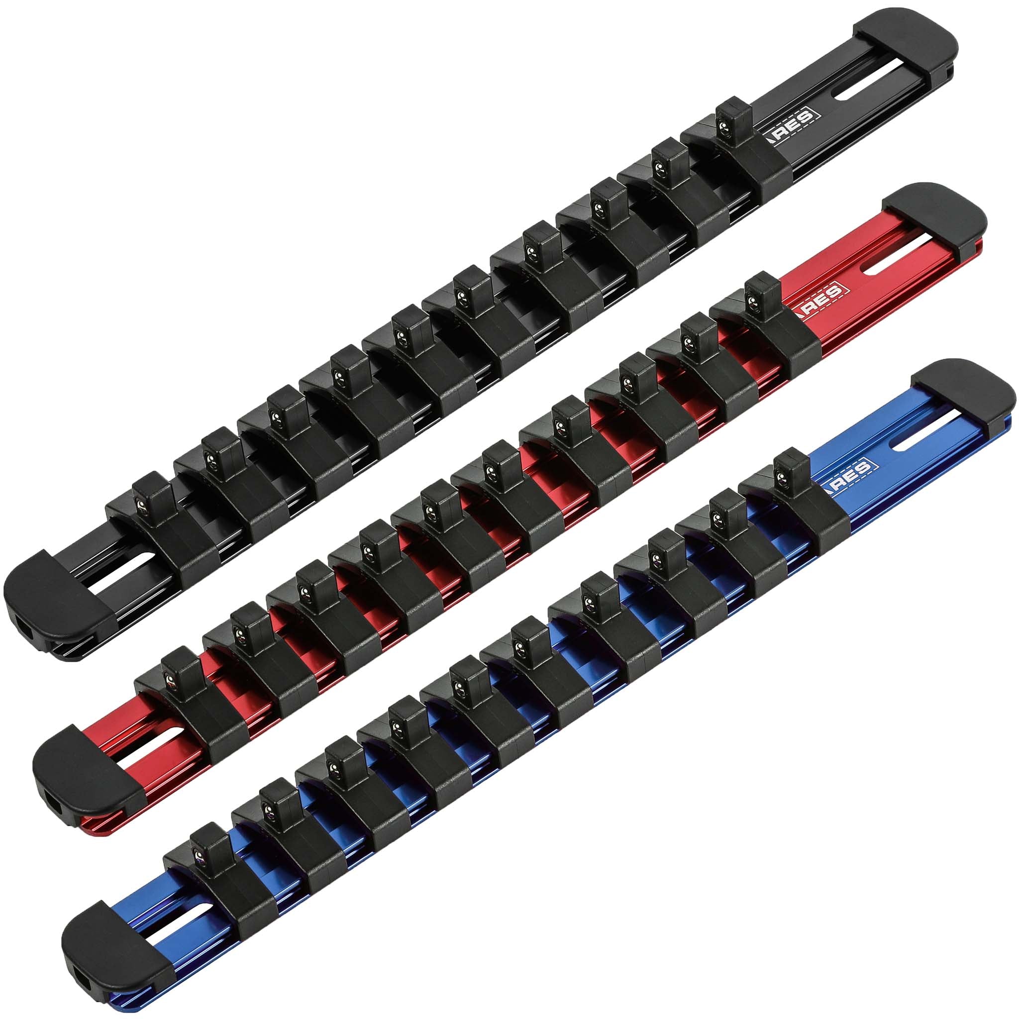 3-Piece 1/4-Inch Drive 9.84-Inch Aluminum Socket Rail Set with Locking ...