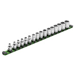 3/8-Inch Drive Green 17-Inch Socket Rail with Locking End Caps