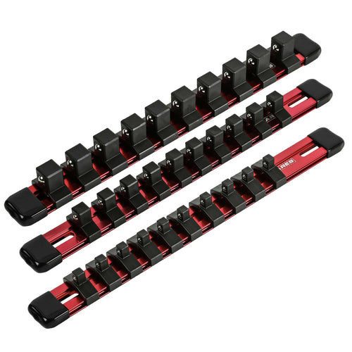 3-Piece Red 9.84-Inch Aluminum Socket Rail Set