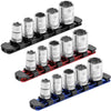3-Piece 3/8-Inch Drive 6-Inch Aluminum Socket Rail Set with Locking End Caps