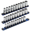 3-Piece Blue 9.84-Inch Aluminum Socket Rail Set with Locking End Caps