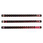 3-Piece Red 17-Inch Aluminum Socket Rail Set with Locking End Caps